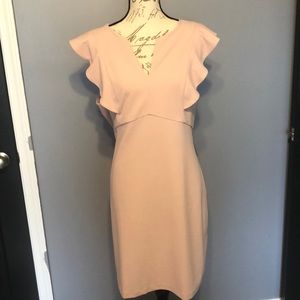 BRAND NEW DUSTY ROSE RUFFLE SLEEVE SHEATH DRESS